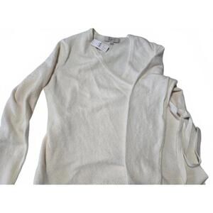 NWT LOFT White Wrap Sweater with Belt XL